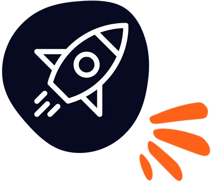 Icone de fusée qui représente le gain de temps en choisissant Superalpaga